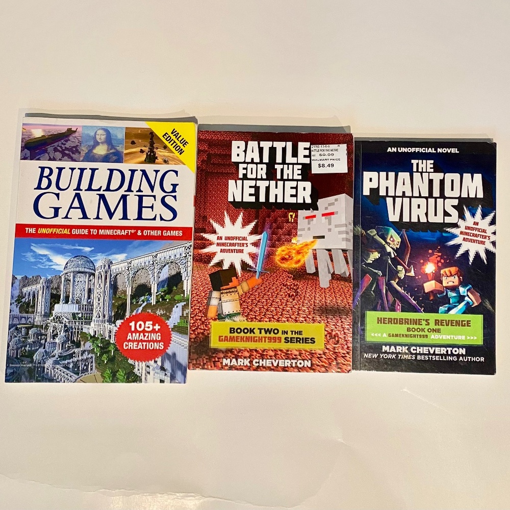 🟩 Minecraft & Game *3 Books* Building Games, Battle for Nether, Phantom Virus